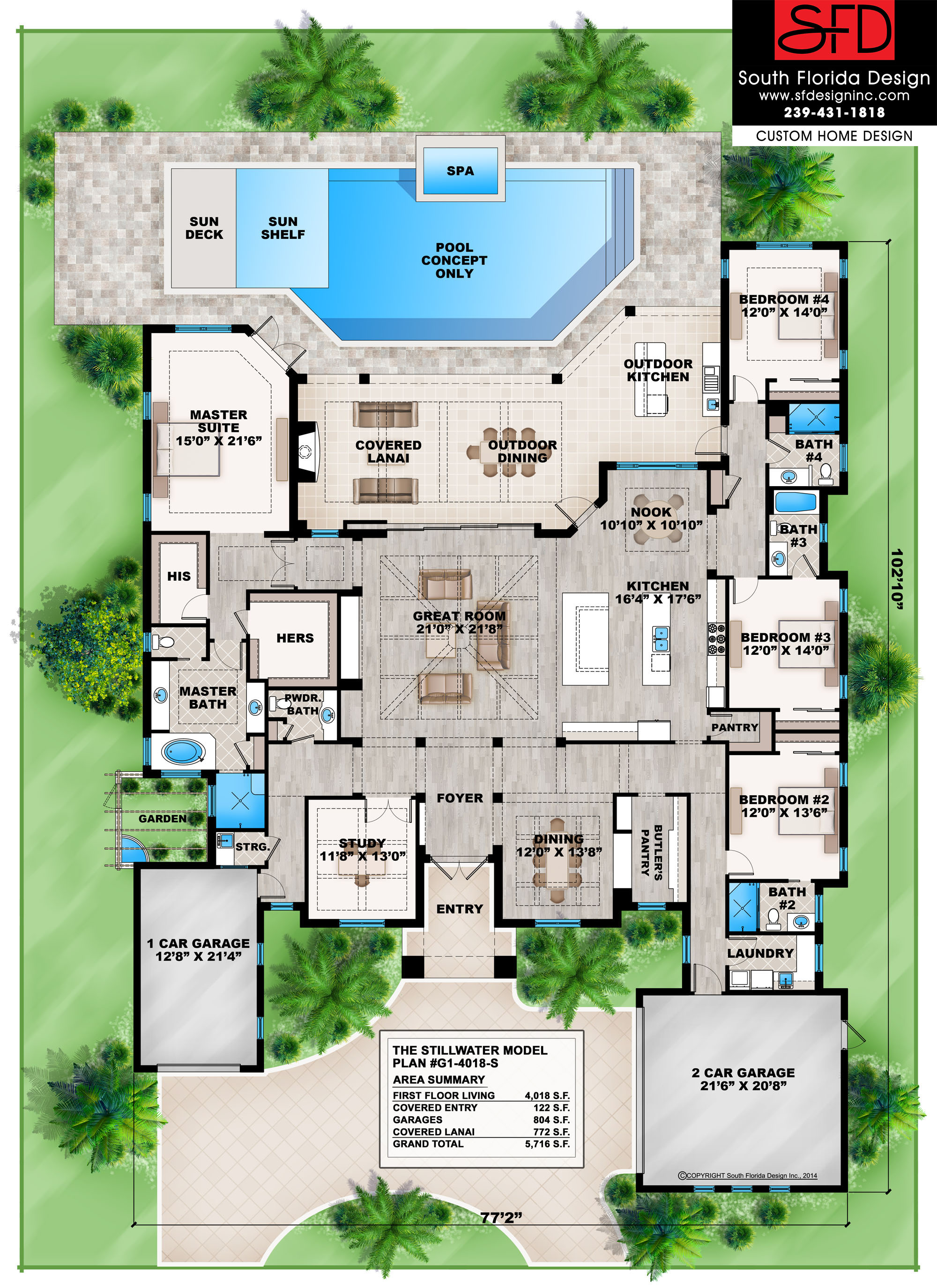 South Florida Designs Beach Style Story House Plan South Florida Design   06614 Stillwater Berson Color Plan Low Res 