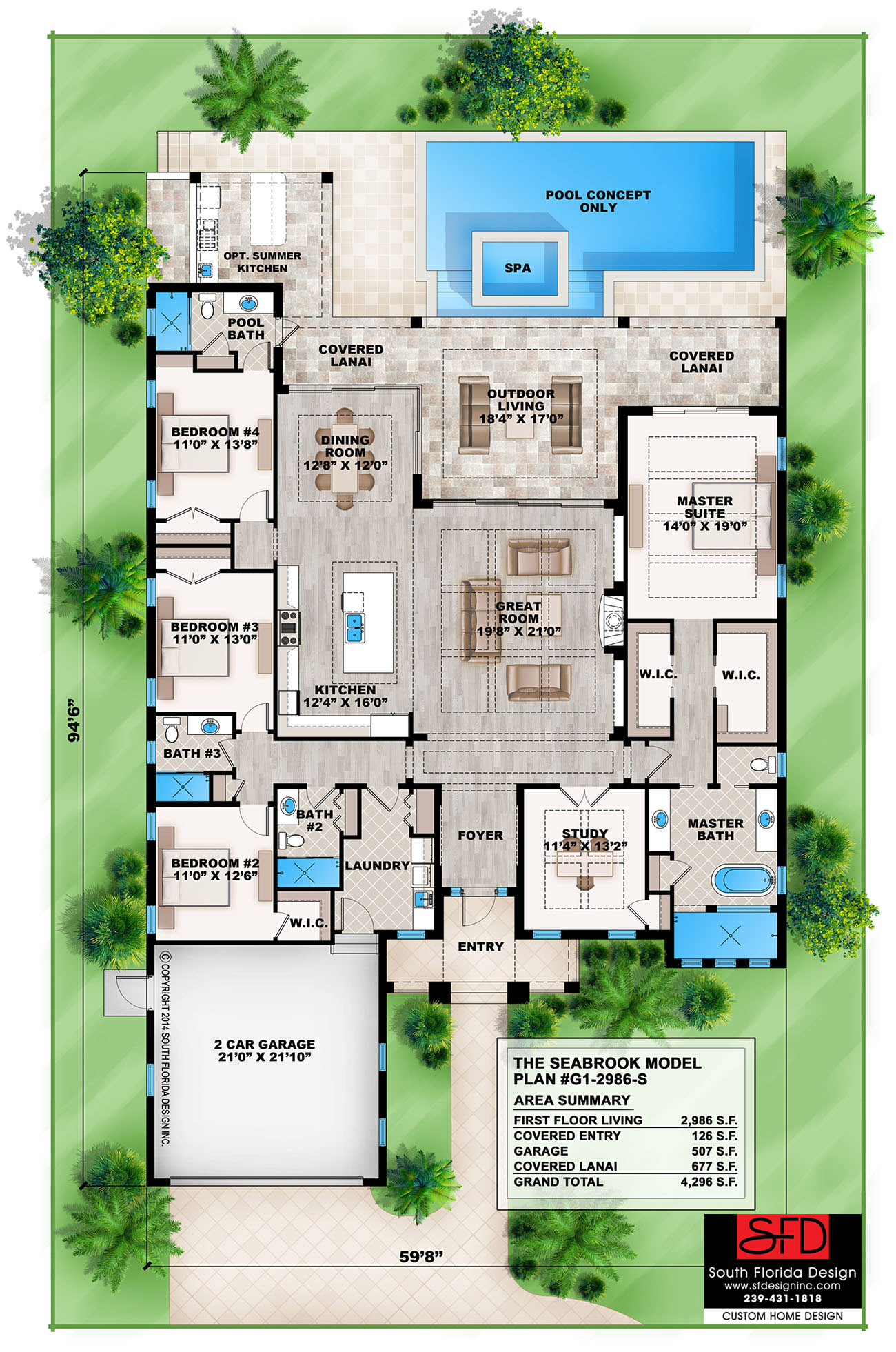 South Florida Designs Tropical Great Room Houseplan South 