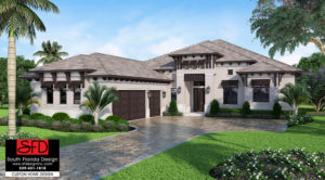 Front Elevation Rendering of House Plan G1-3382-S Gardenia designed by South Florida Design located in Bonita Springs, FL