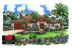 Florida Style 1-Story 3 Bedroom House Plan
