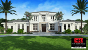 Artist rendering of a coastal contemporary house plan created by South Florida Design, Estero, FL