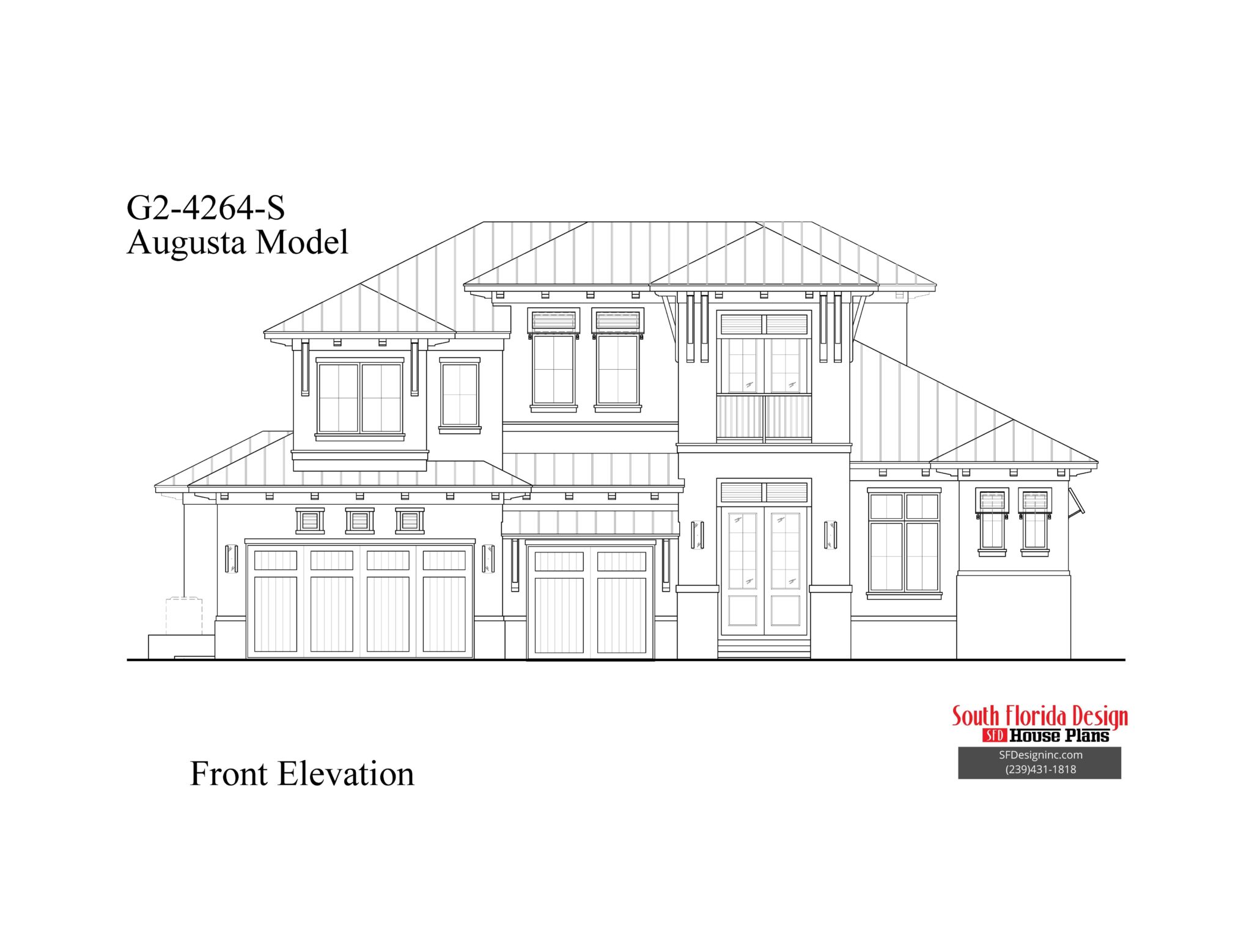 South Florida Design Augusta House - Augusta BW Front Elevation 2048x1558 