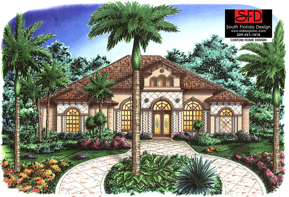 Tuscany Style 1-Story 4 Bedroom House Plan