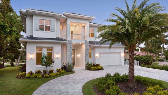 Photo of front exterior G2-4189-S Casoria house plan designed by South Florida Design