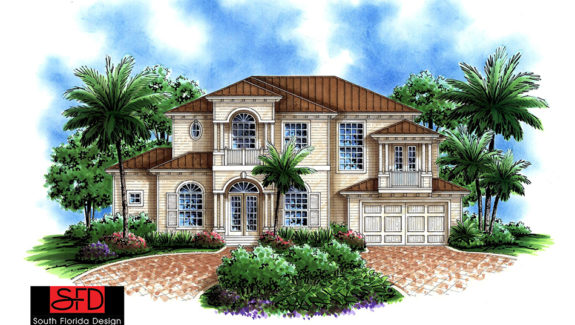 Beach Style Olde Florida 2-Story Home Design