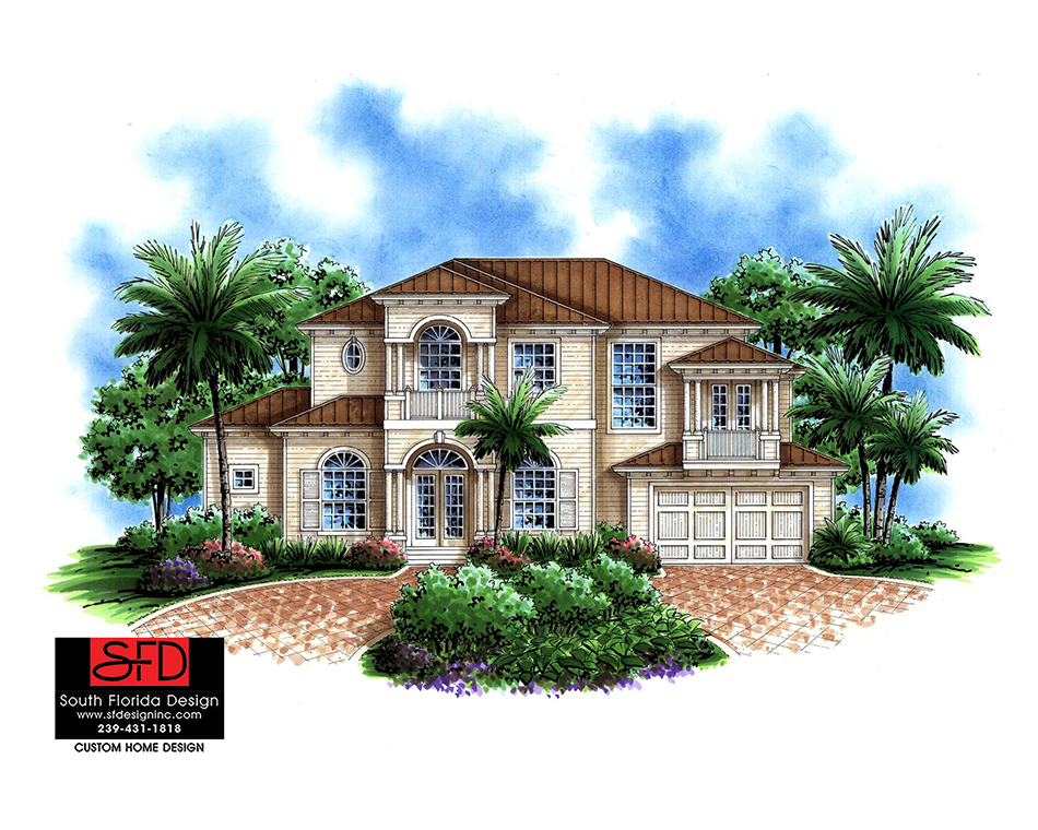 Beach Style Olde Florida 2-Story Home Design