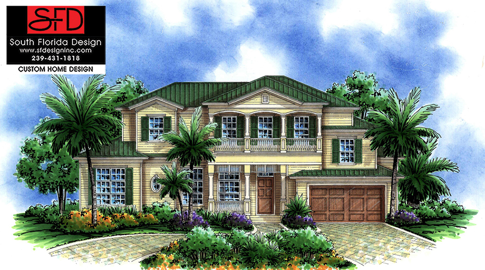 Olde Florida Style 2-Story House Plan