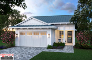 Color rendering of a 1 story 1739sf narrow lot house plan