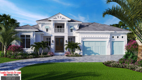 Color front elevation of a 1-story 4173sf house plan