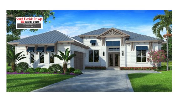 2305SF Olde Florida house plan front elevation color rendering