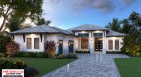 Color front elevation rendering of a 2510sf house plan