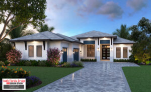 Color front elevation rendering of a 2510sf house plan