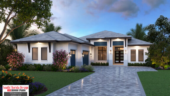 Color front elevation rendering of a 2510sf house plan