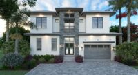 Color rendering of the front elevation of a 3733sf house plan