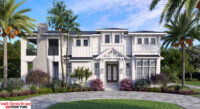 Color front elevation rendering of a 2-story 4618sf house plan