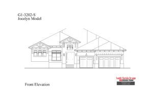 Black and white front elevation sketch of a 3202sf house plan