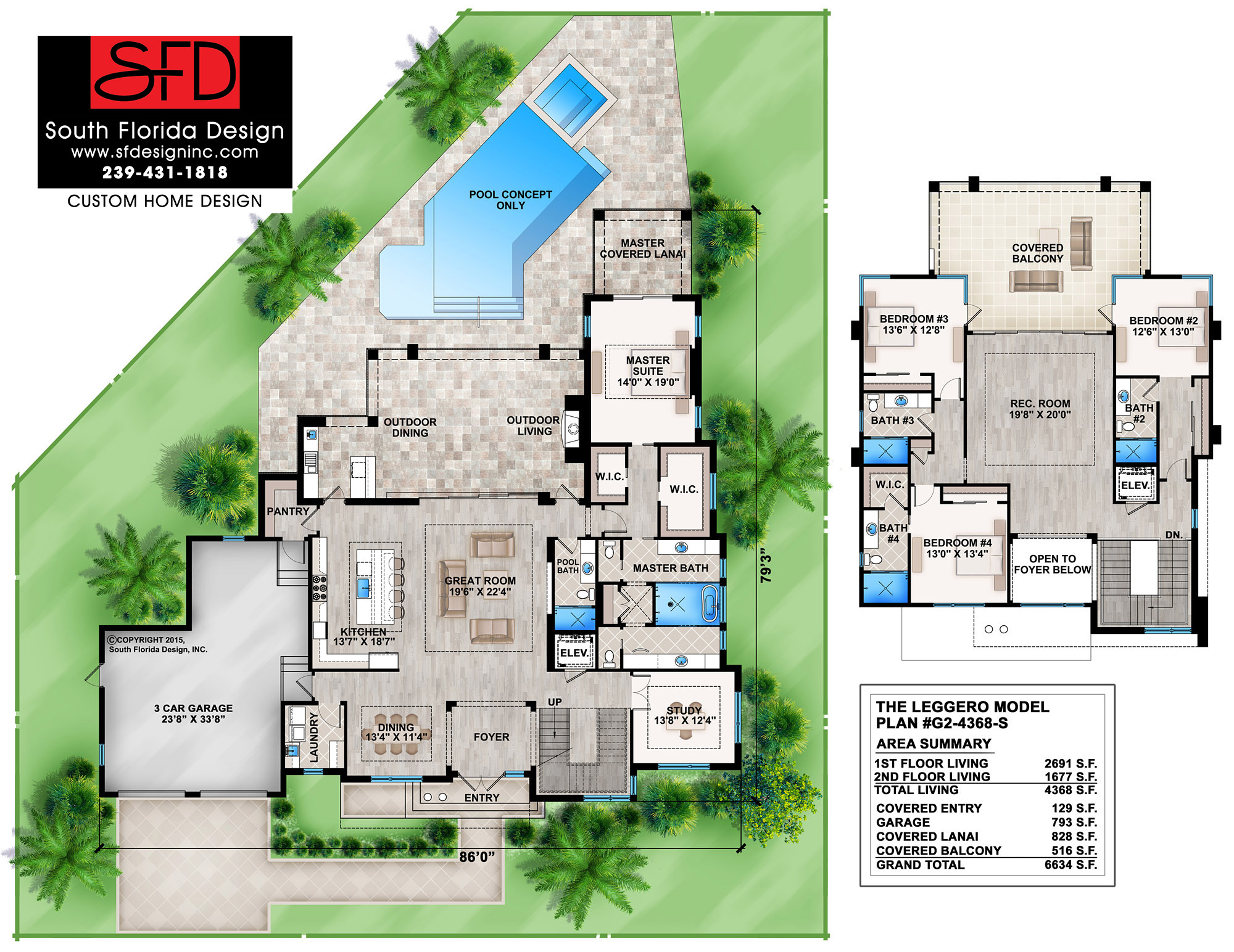 South Florida Design Leggero 2-Story Contemporary Floor Plan-South Florida  Design