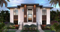 Color front elevation rendering of a 2-story 3537sf modern house plan