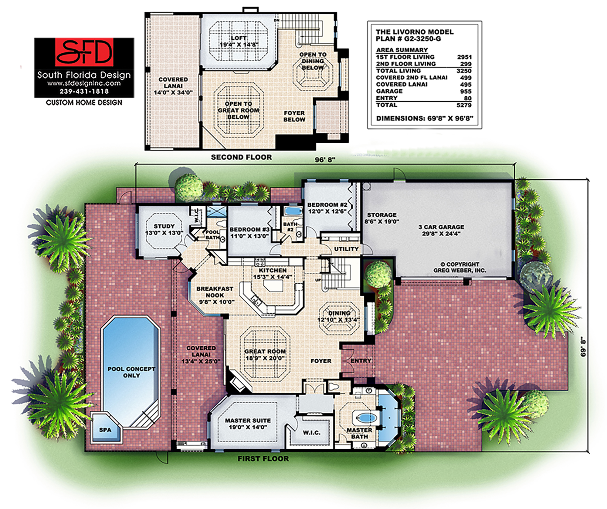 South Florida Designs Tuscan 2 Story Luxury House Plan