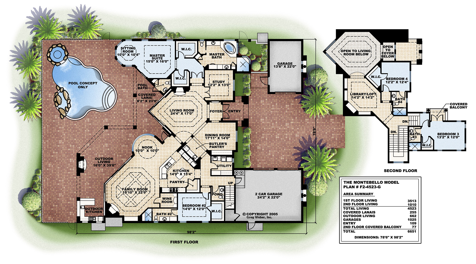 South Florida Designs Tuscan Luxury 2Story House Plan
