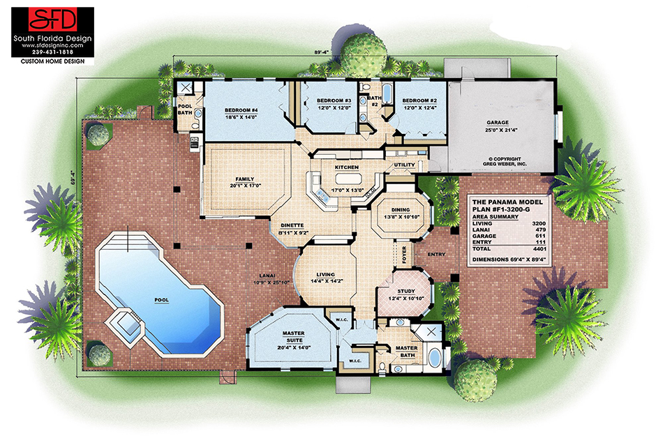 South Florida Designs  One  Story  Island Kitchen  House  Plan 