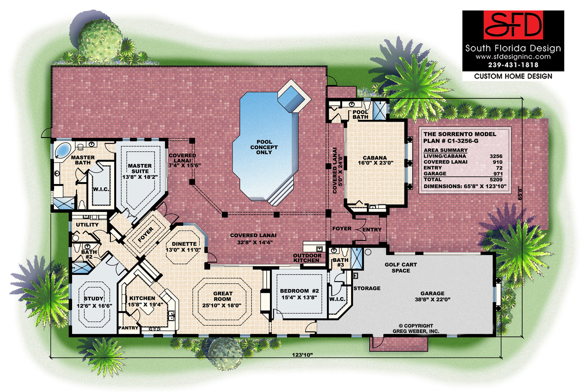 South Florida Design 1-Story Courtyard House Plan-South Florida Design