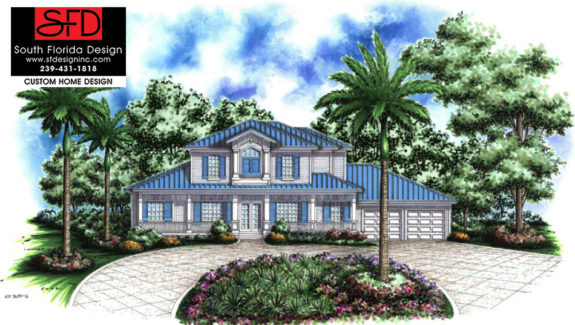 Beach Style Olde Florida 2-Story House Plan