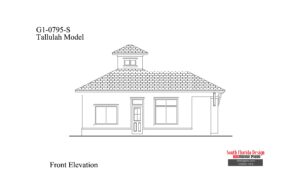 Black and white front elevation sketch of a guest house