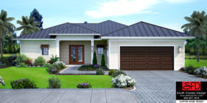 Color front elevation rendering of an Olde Florida 2449sf house plan