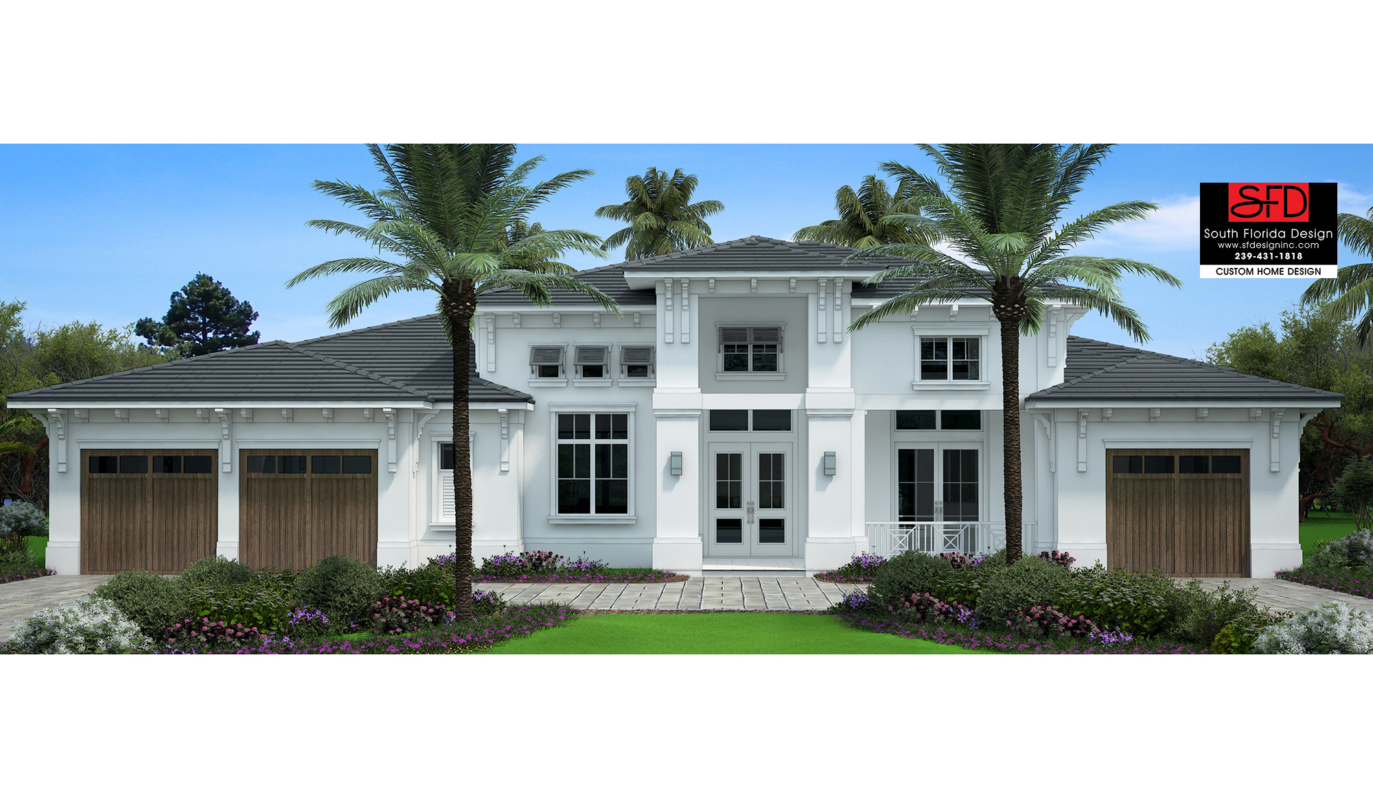 Color front elevation rendering of House Plan G1-4002-S Waverly