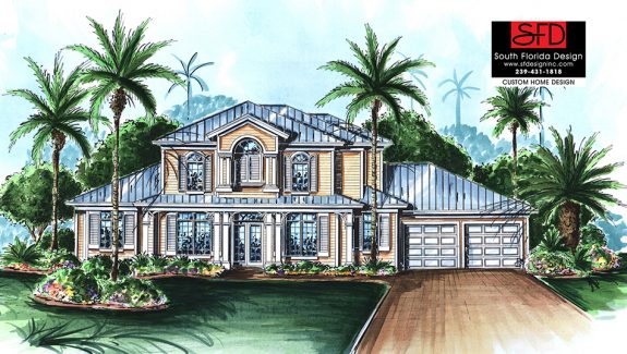 Tropical 1-Story Olde Florida Home Design