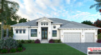 Color front elevation rendering of a 1-story 3353sf house plan