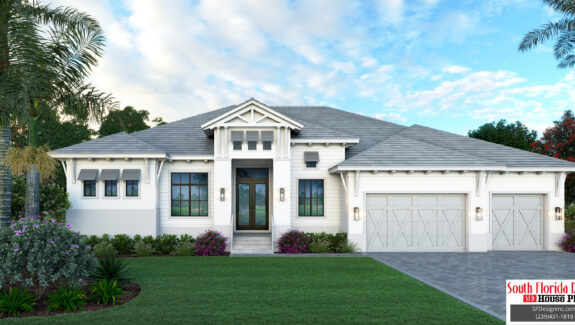 Color front elevation rendering of a 1-story 3353sf house plan