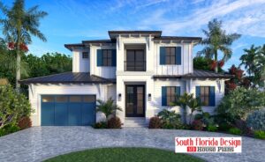 Color rendering of the front elevation of a 2-story 3292sf house plan